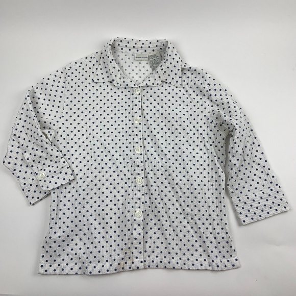 White Stag Womens Button Down Shirt Quarter Sleeve White Blue Medium - Picture 1 of 7